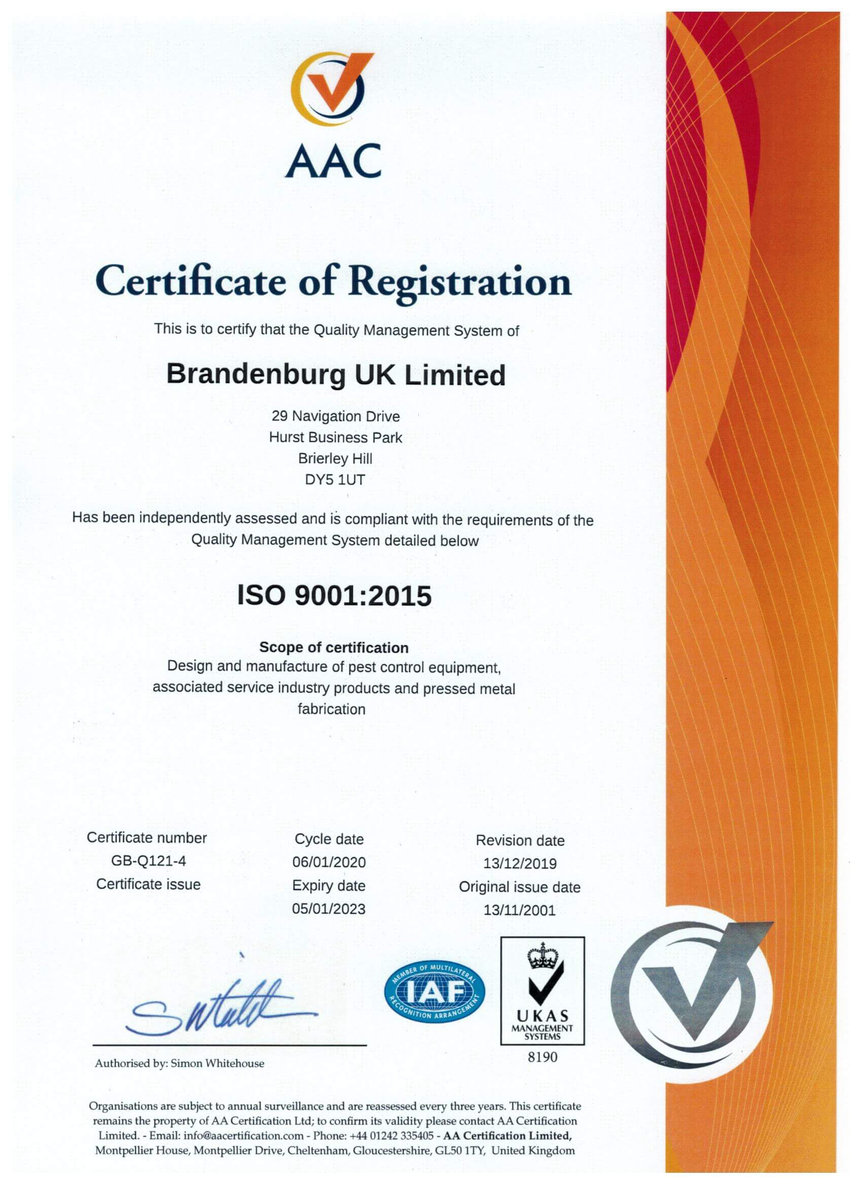 Brandenburg Certificate 2020